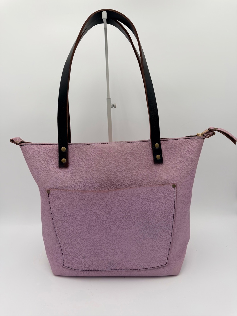 Portland Leather Goods Medium Classic Zipper Tote Lavender Full Grain Leather EU